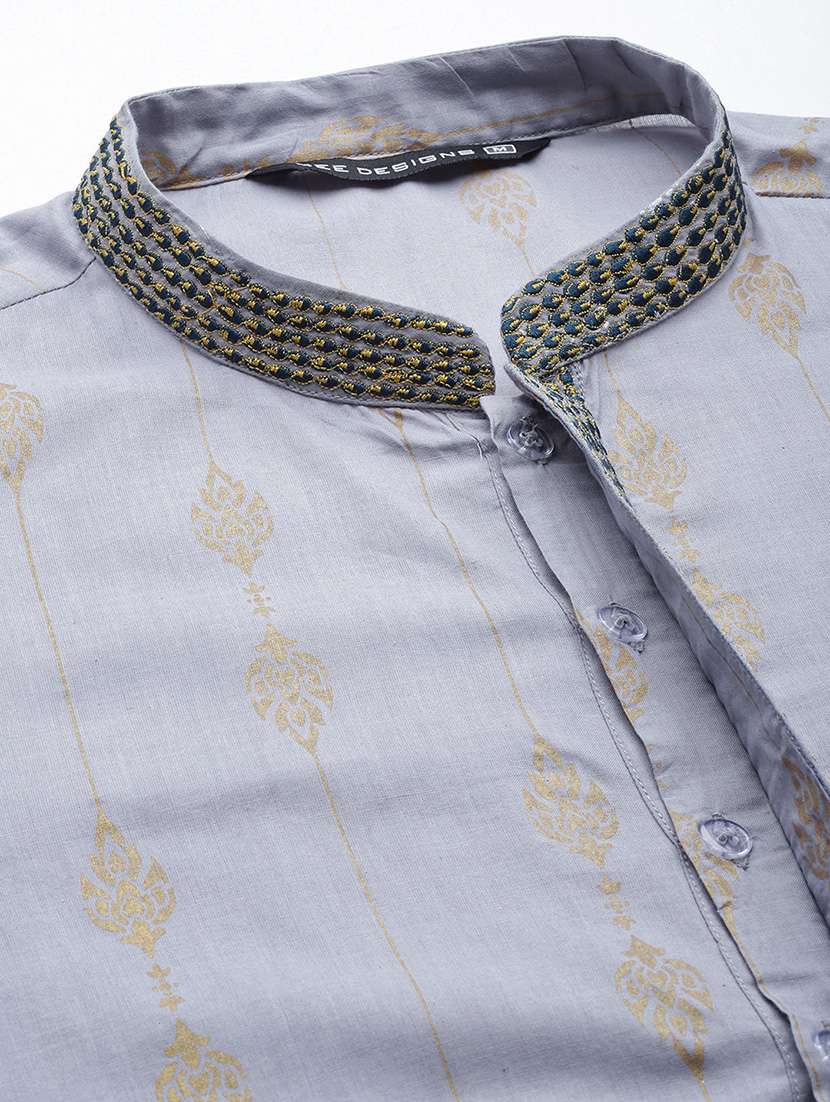 men mandarin neck long sleeve kurta - 22392692 -  Standard Image - 5