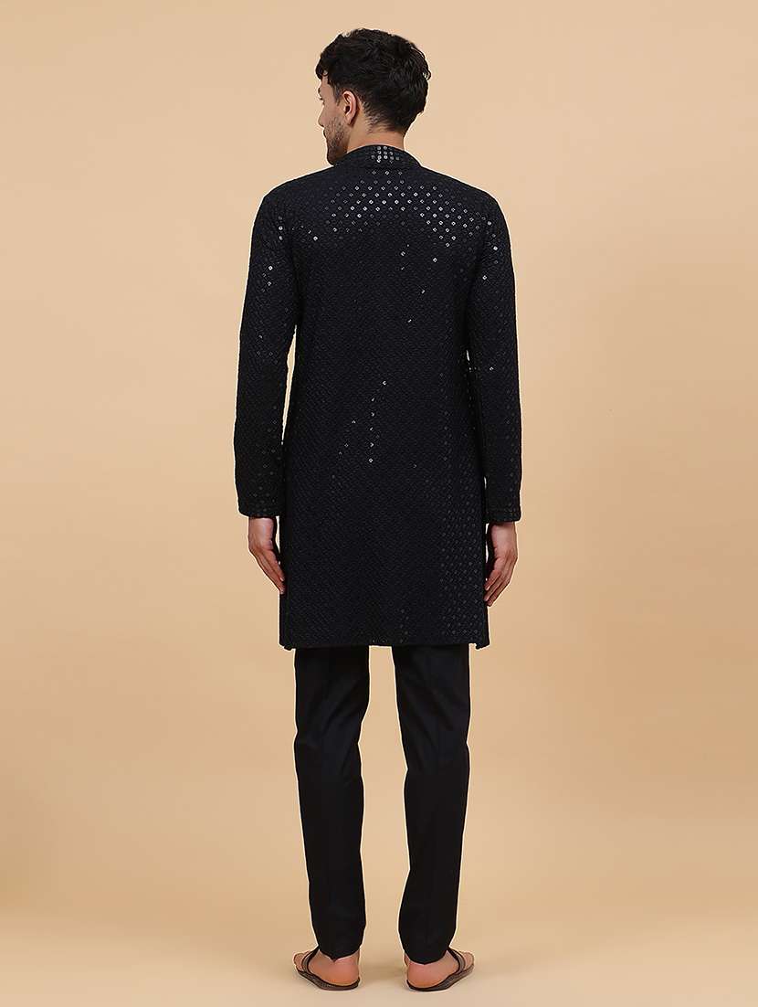 men mandarin neck long sleeve kurta - 22392694 -  Standard Image - 5