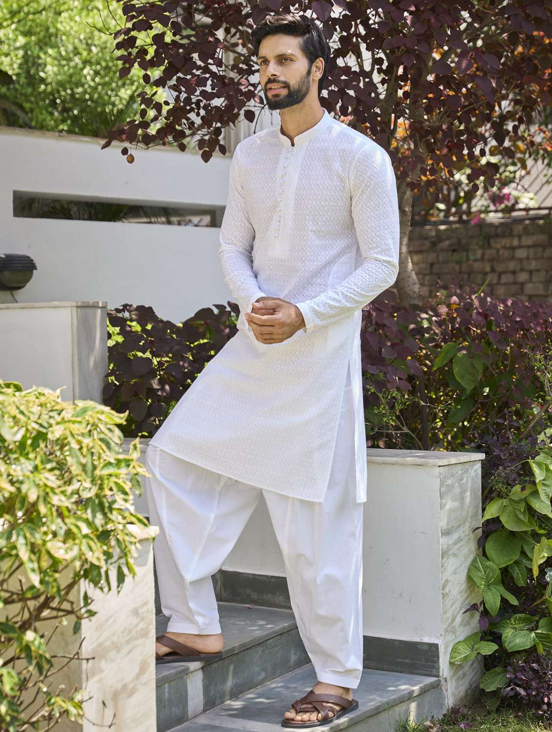 men mandarin neck long sleeve kurta - 22392696 -  Standard Image - 3