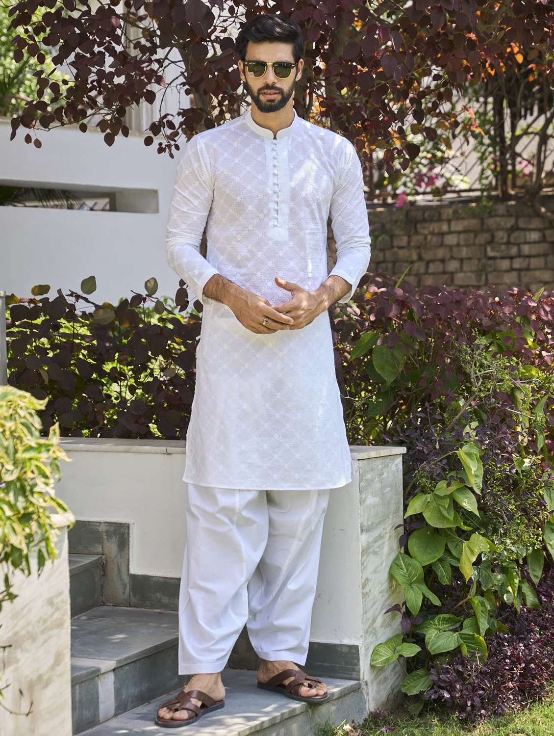 men mandarin neck long sleeve kurta