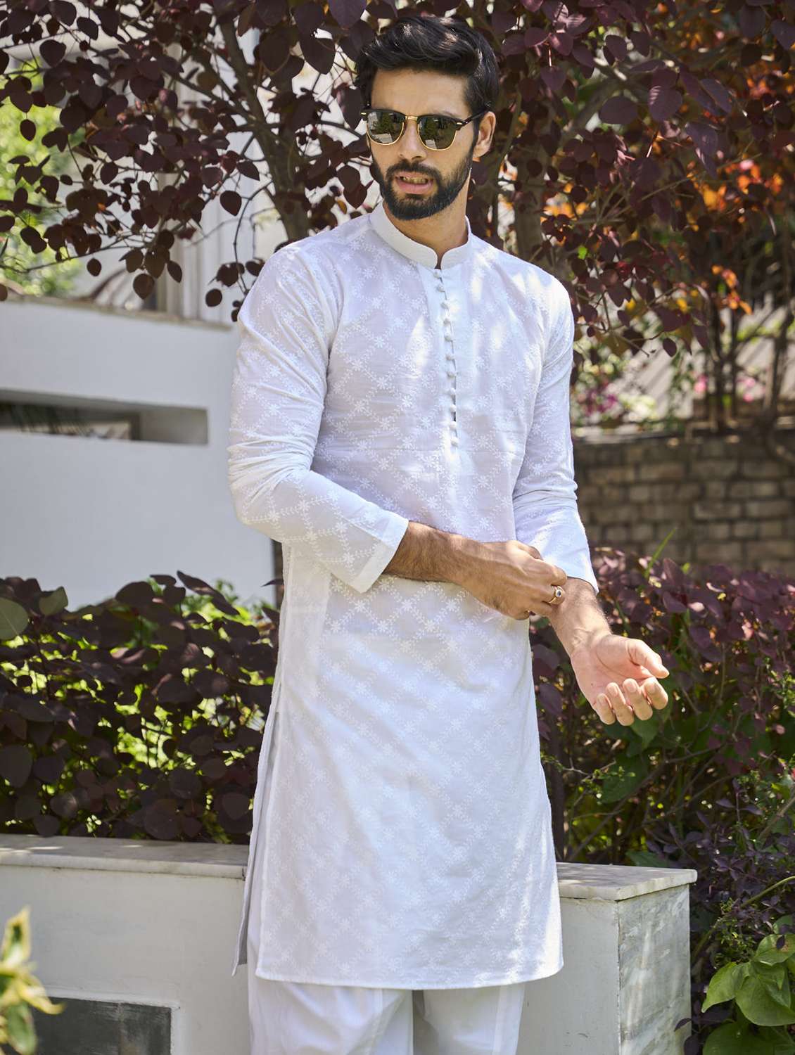 men mandarin neck long sleeve kurta - 22392697 -  Standard Image - 5