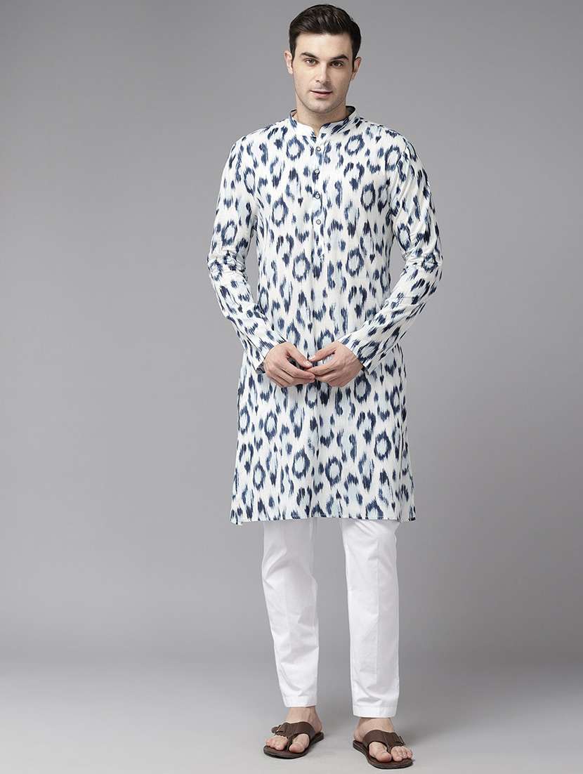 men mandarin neck long sleeve kurta