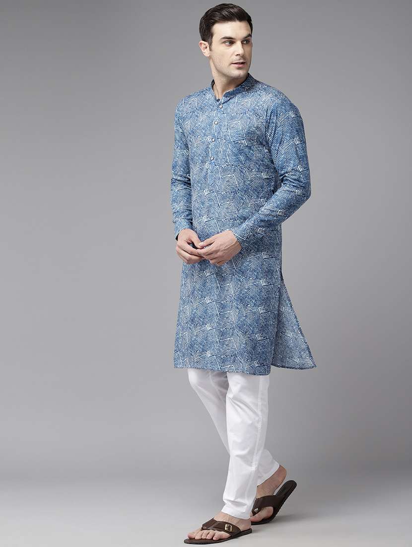 men mandarin neck long sleeve kurta - 22392700 -  Standard Image - 3