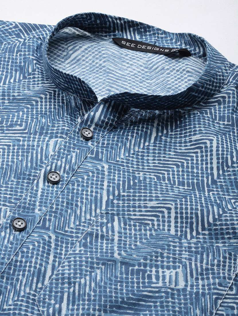 men mandarin neck long sleeve kurta - 22392700 -  Standard Image - 5