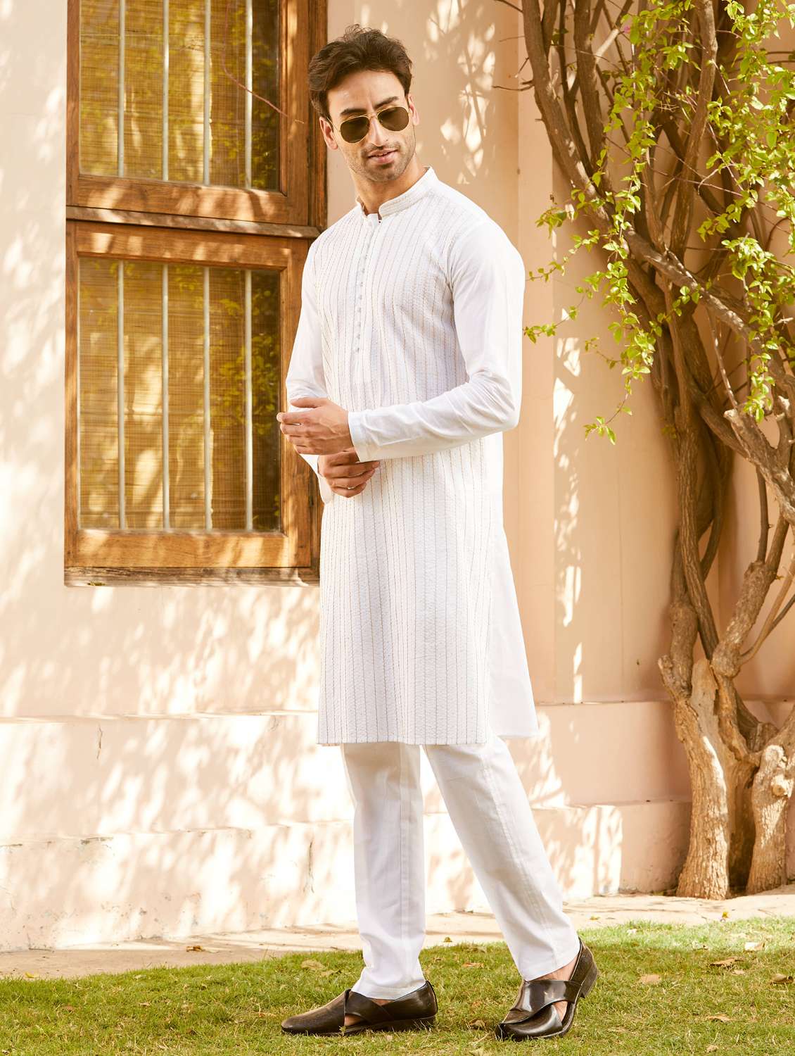 men mandarin neck long sleeve kurta - 22392704 -  Standard Image - 3