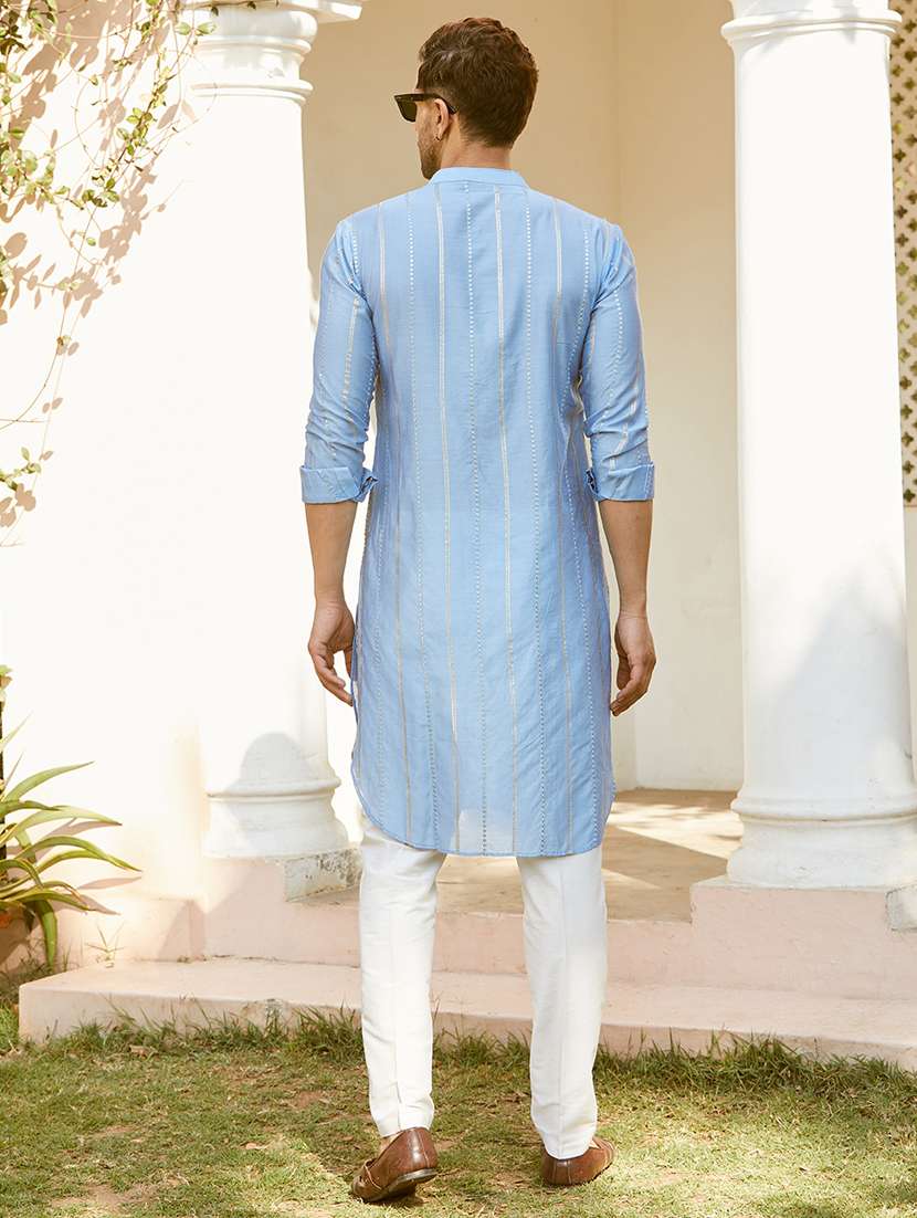 men mandarin neck long sleeve kurta - 22392708 -  Standard Image - 3