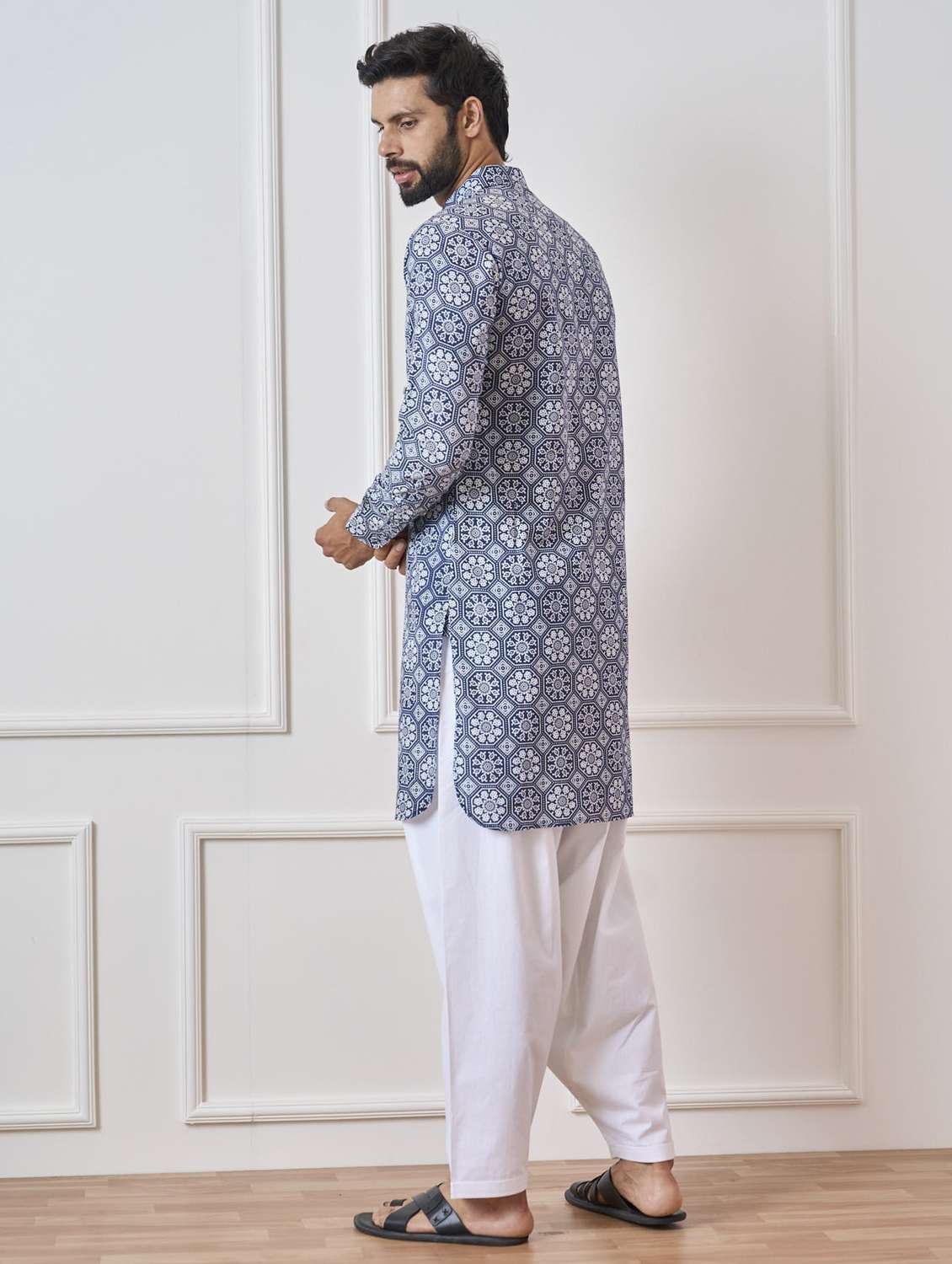 men printed long sleeve pathani kurta - 22392725 -  Standard Image - 5