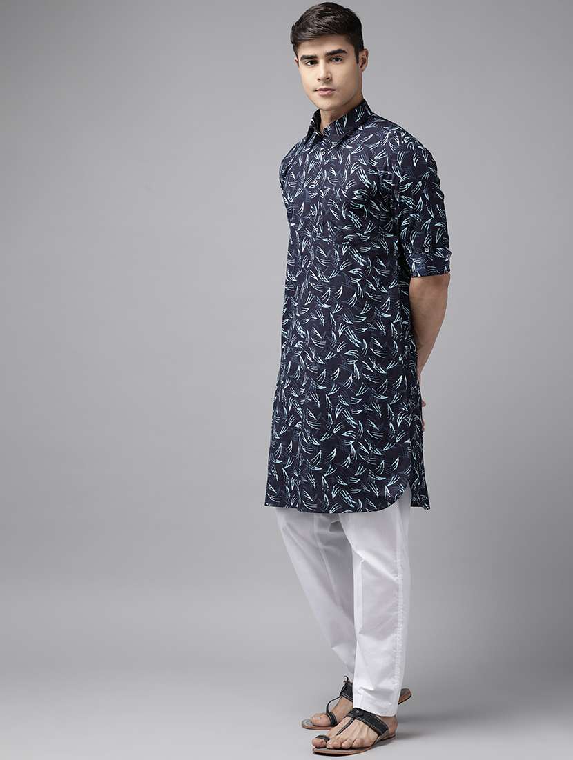 men printed long sleeve pathani kurta - 22392745 -  Standard Image - 3
