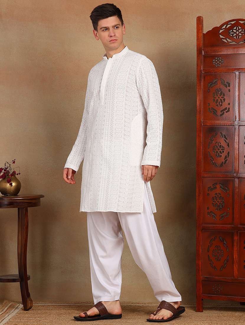 men mandarin neck long sleeve kurta - 22392762 -  Standard Image - 3