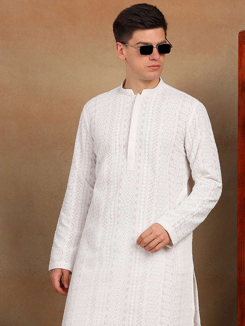 men mandarin neck long sleeve kurta - 22392762 -  Standard Image - 5