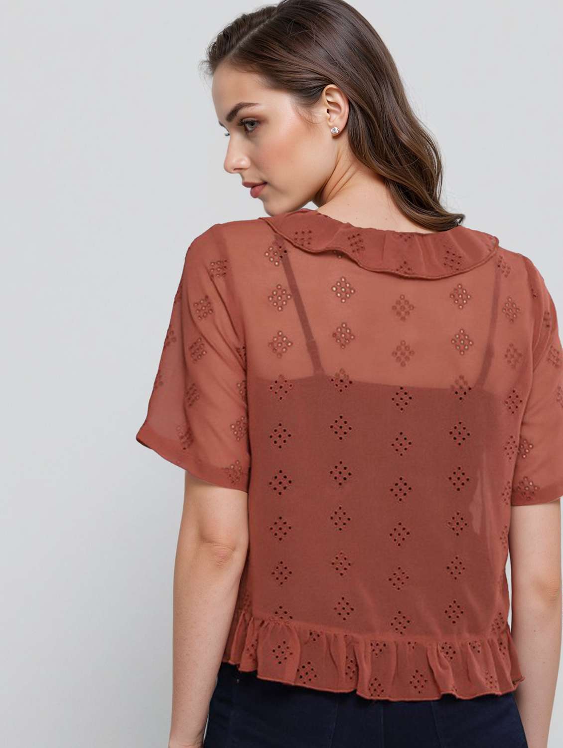 women self designed short sleeve top - 22392771 -  Standard Image - 3