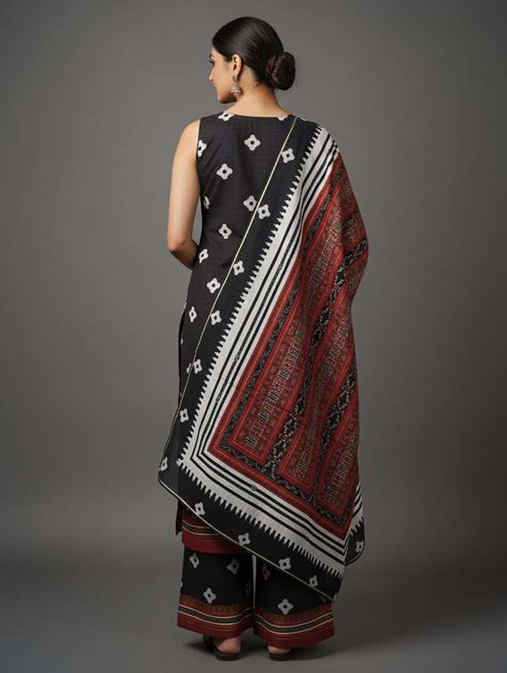 women printed sleeveless kurta palazzo with dupatta set - 22392799 -  Standard Image - 3