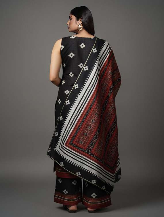 women printed sleeveless kurta palazzo with dupatta set - 22392822 -  Standard Image - 3