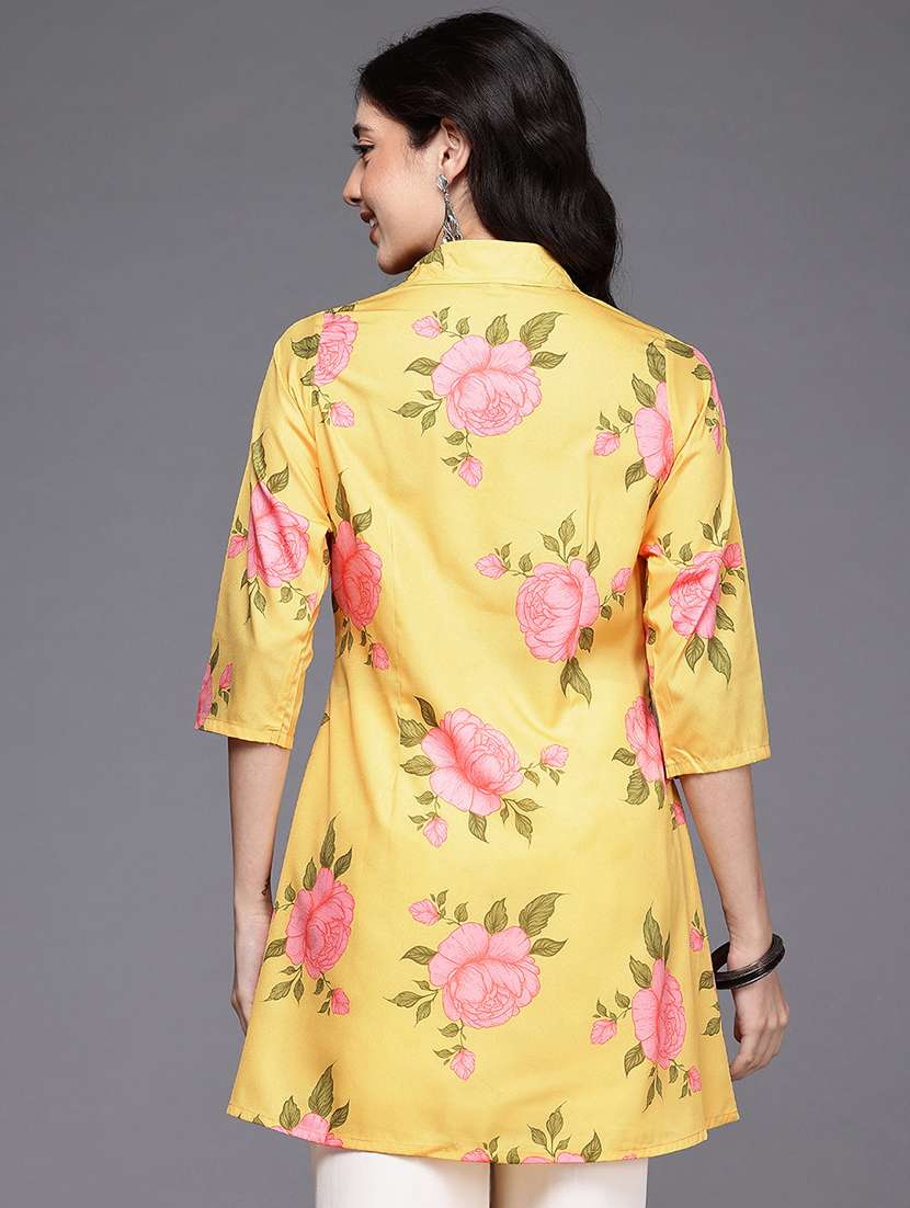 women floral print collared straight kurti - 22392831 -  Standard Image - 3