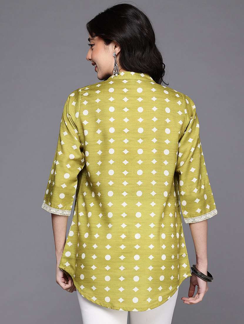 women printed three quater sleeve straight kurti - 22392833 -  Standard Image - 3