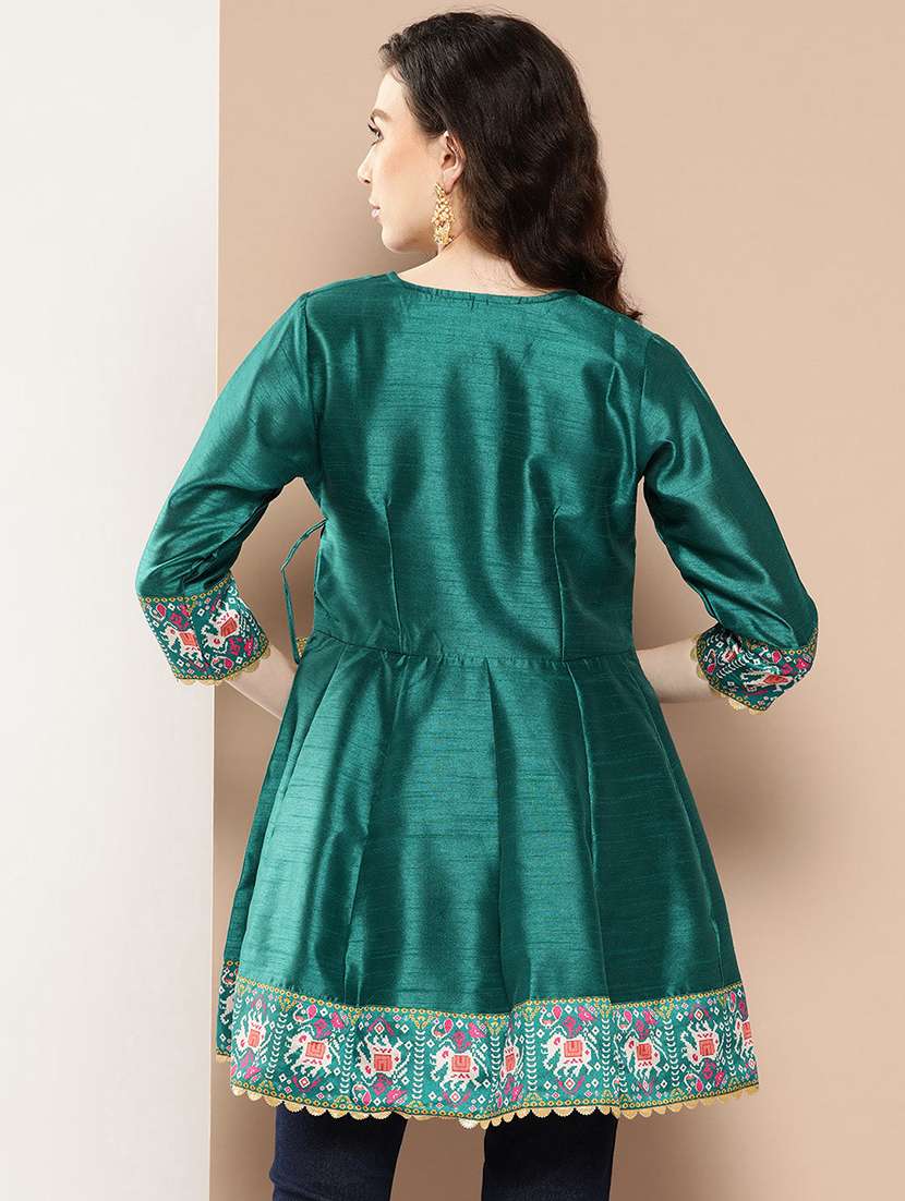 women printed three quarter sleeve flared kurti - 22392837 -  Standard Image - 3