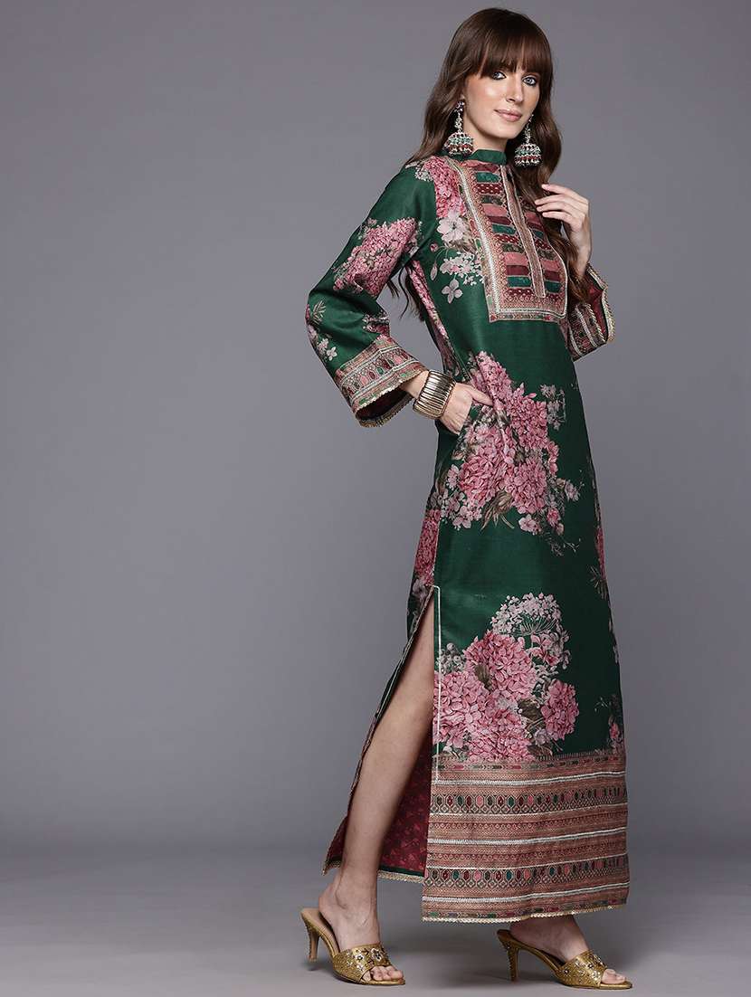 women floral long sleeve straight kurta - 22392839 -  Standard Image - 3