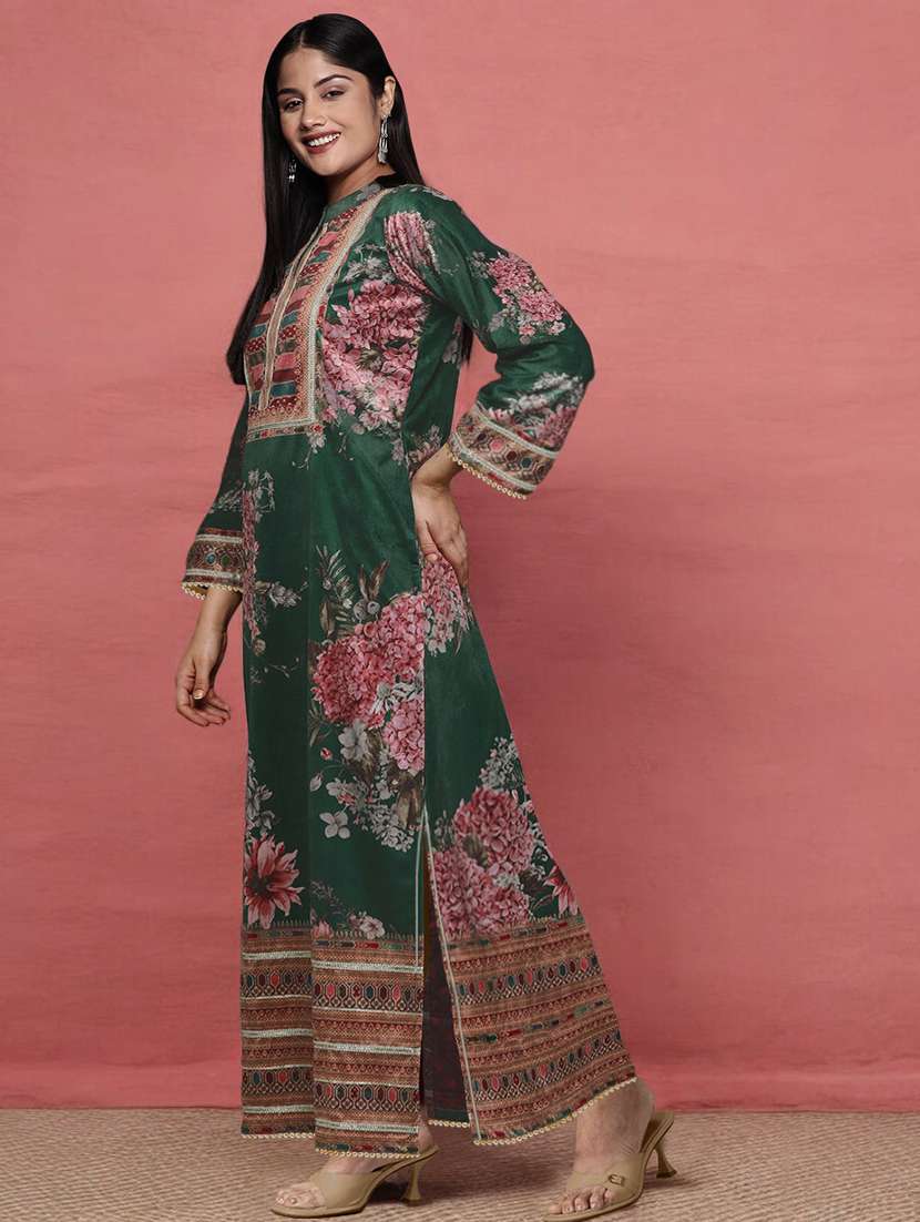 women floral long sleeve straight kurta - 22392841 -  Standard Image - 3