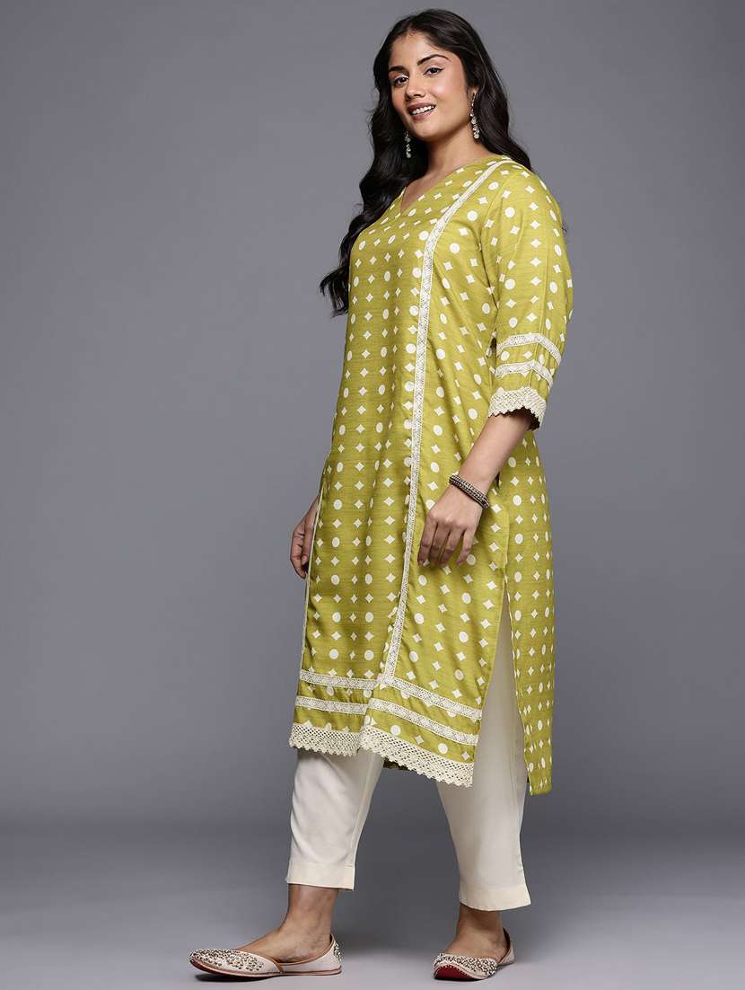 women printed three quarter sleeve a-line kurta - 22392850 -  Standard Image - 3