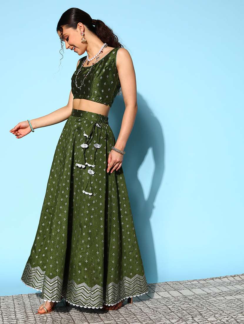 women foil print flared stitched lehenga - 22392854 -  Standard Image - 3