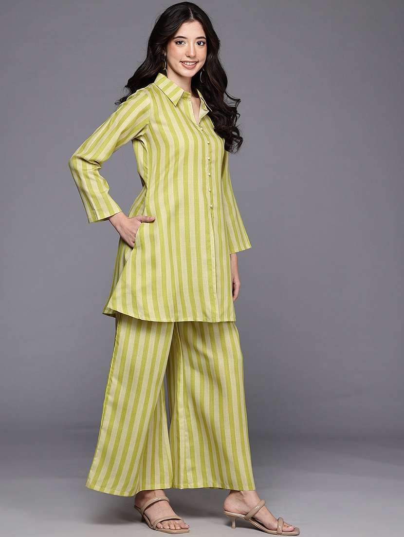 women striped long sleeve ethnic co-ord set - 22392862 -  Standard Image - 3