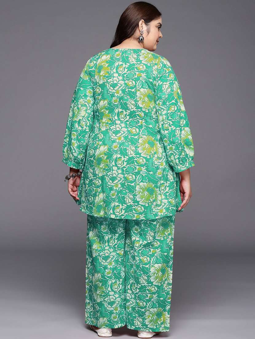 women plus size floral long sleeve ethnic co-ord set - 22392866 -  Standard Image - 3