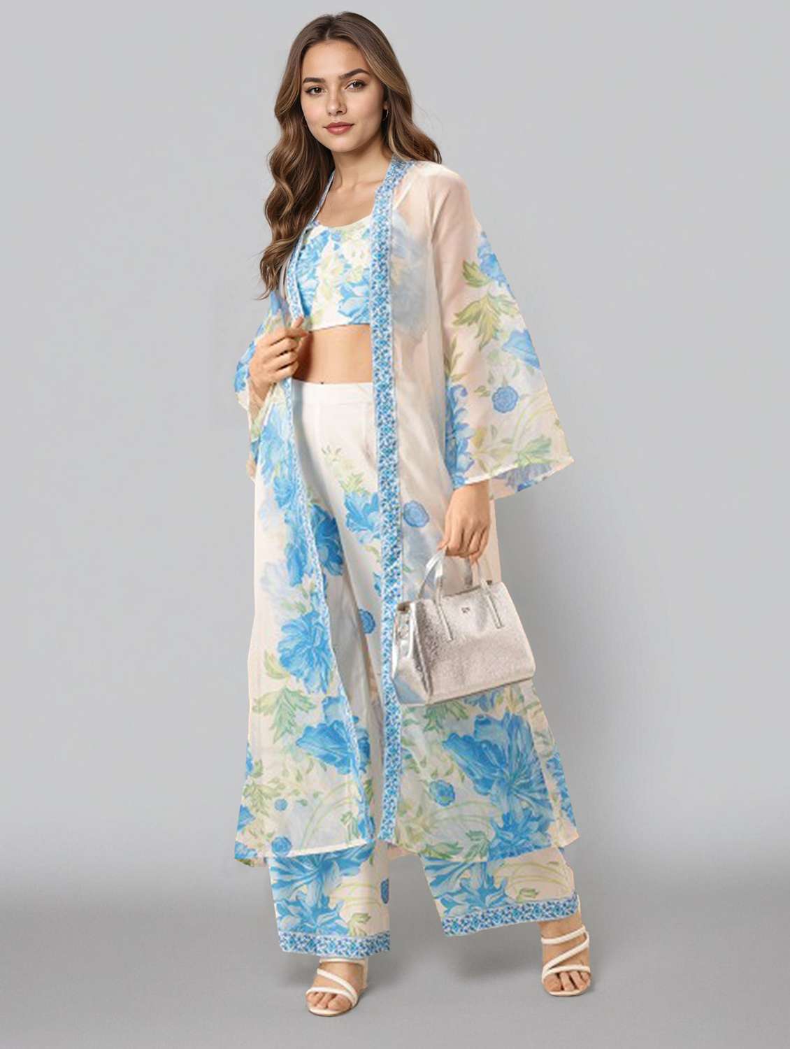 women printed long sleeve fusion set