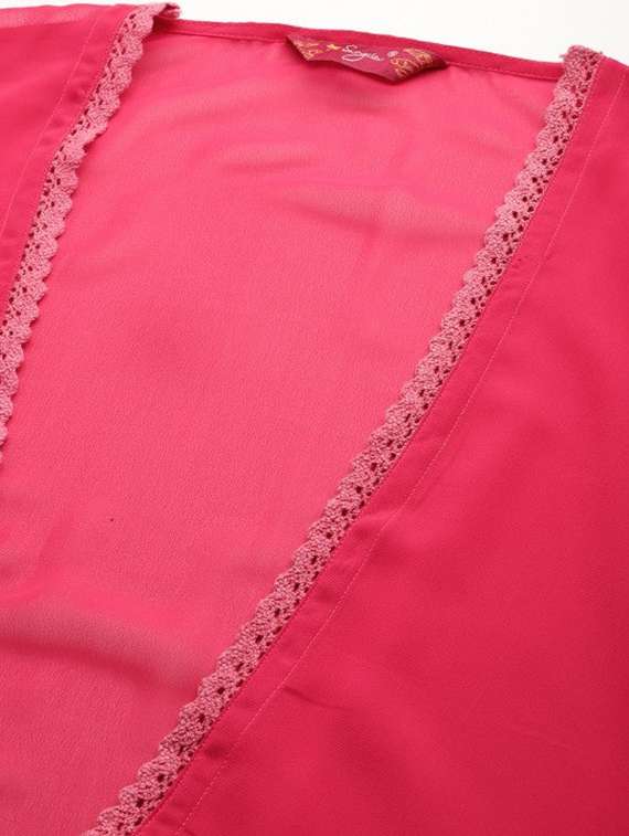 women printed kimono sleeve fusion set - 22392875 -  Standard Image - 3