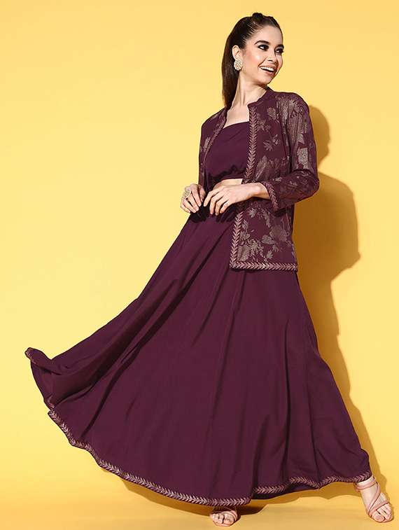 women printed three quarter sleeve skirt top set