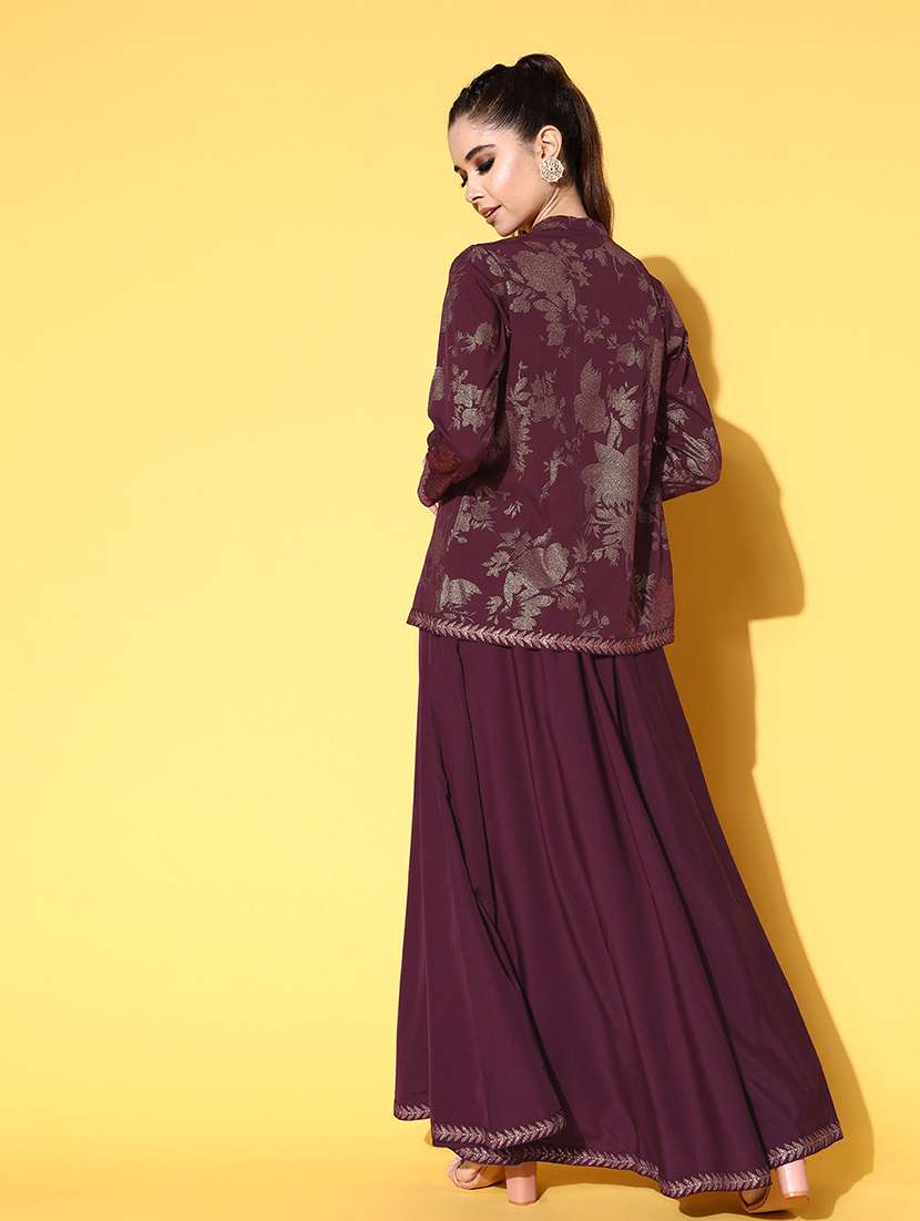 women printed three quarter sleeve skirt top set - 22392877 -  Standard Image - 3