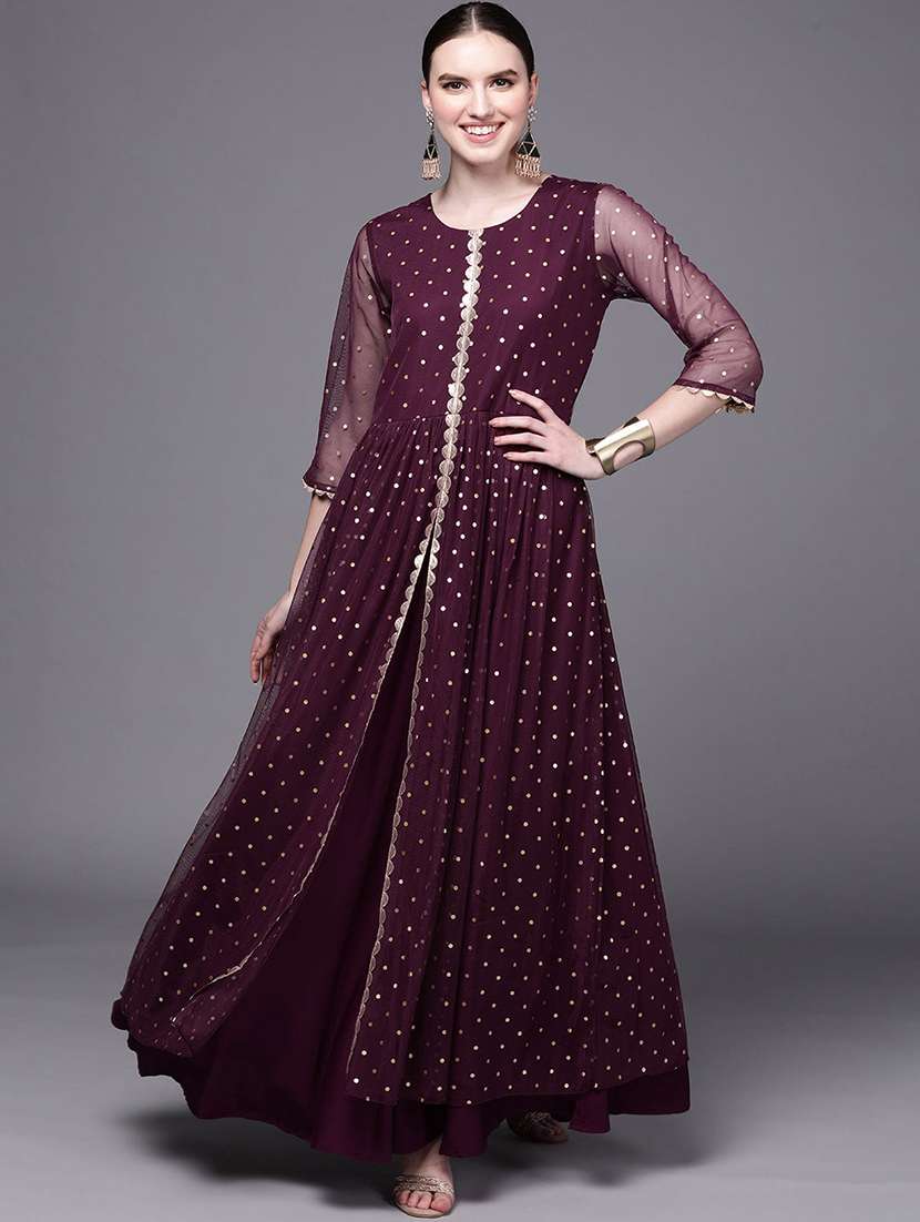 women printed three quarter sleeve ethnic dress