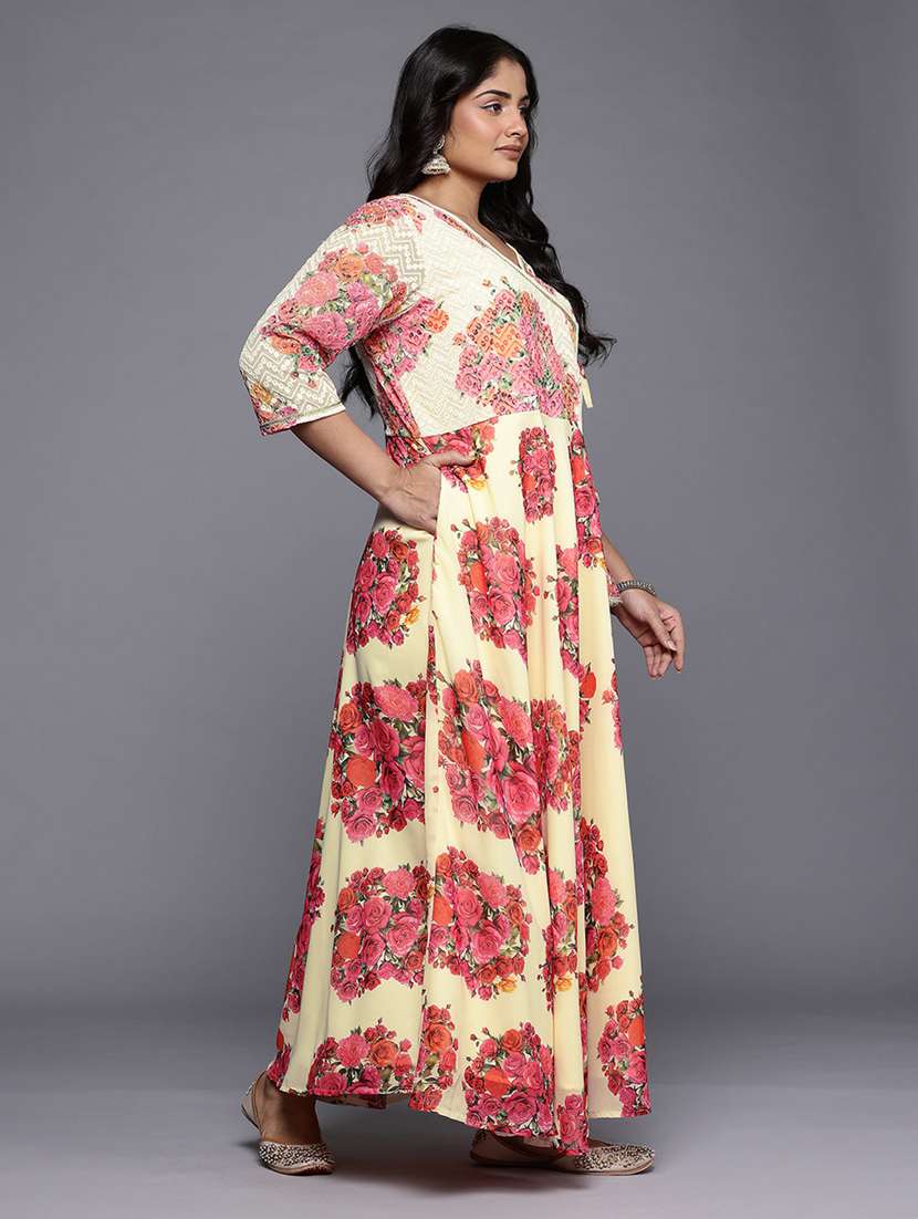 women plus size floral three quarter sleeve ethnic dress - 22392909 -  Standard Image - 3