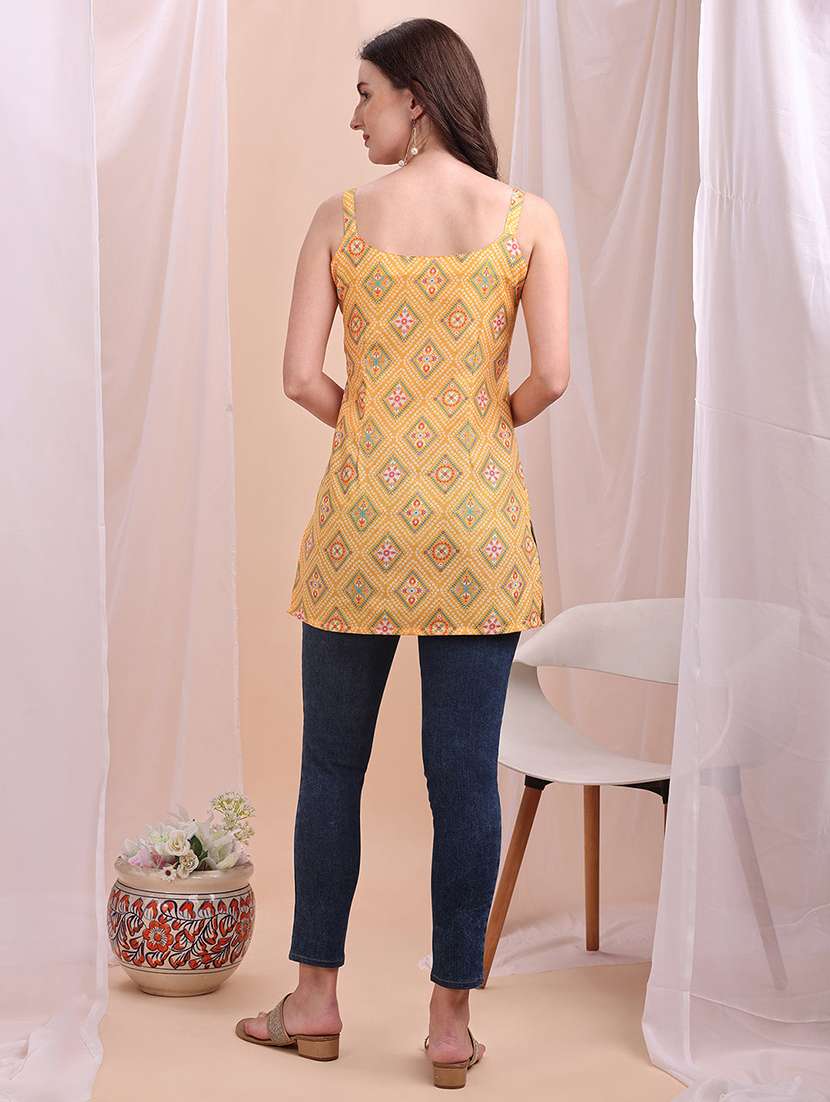 women printed sleeveless straight kurti - 22392913 -  Standard Image - 3