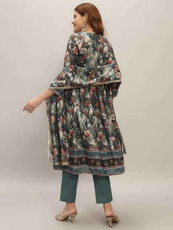 women floral three quarter sleeve kurta pant with dupatta set - 22393045 -  Standard Image - 3