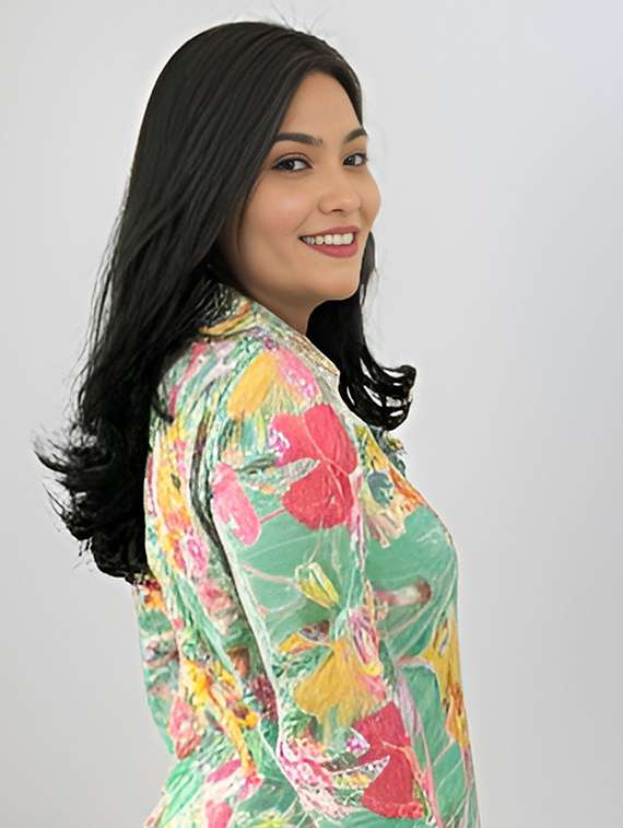 women printed three quarter sleeve ethnic co-ord set - 22393170 -  Standard Image - 3