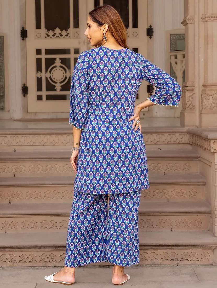 women floral three quarter sleeve ethnic co-ord set - 22393458 -  Standard Image - 3