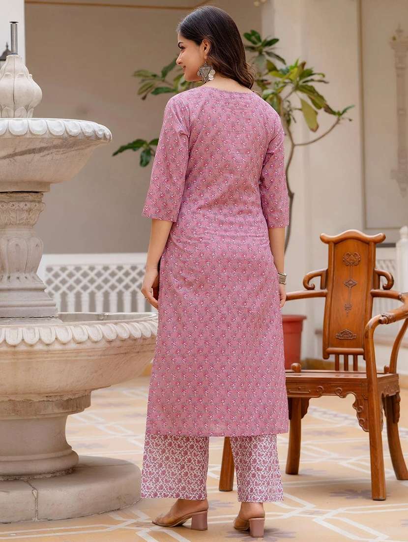 women printed three quarter sleeve kurta pant with dupatta set - 22393561 -  Standard Image - 3
