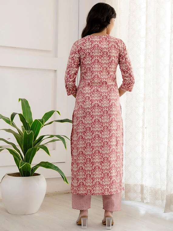 women printed three quarter sleeve kurta pant with dupatta set - 22393583 -  Standard Image - 3