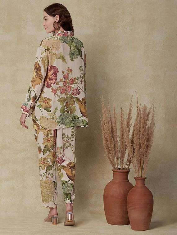 women printed long sleeve shirt & trouser co-ord set - 22393604 -  Standard Image - 3