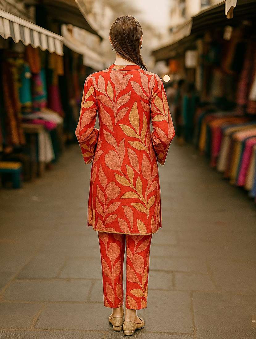 women printed three quarter sleeve ethnic co-ord set - 22393653 -  Standard Image - 3