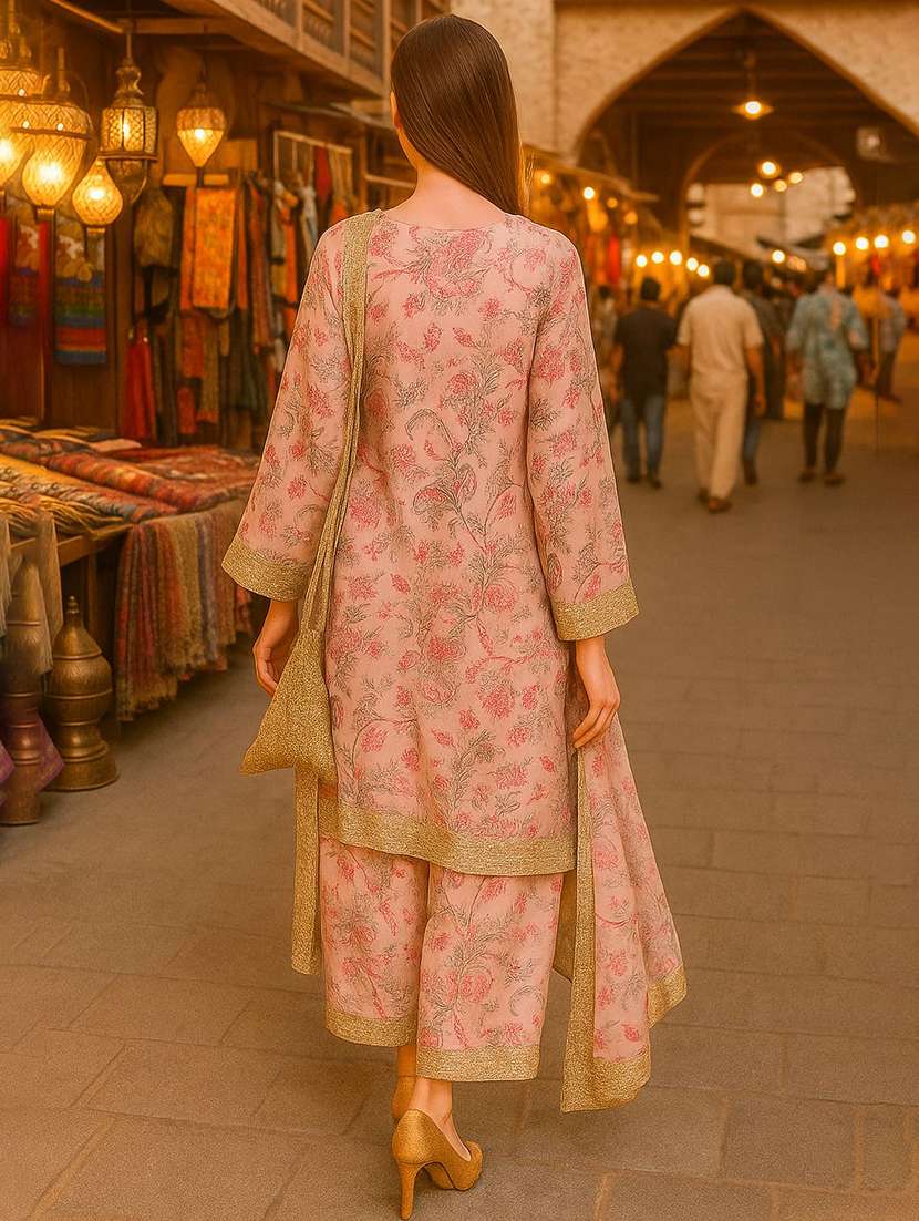 women printed long sleeve kurta pant with dupatta set - 22393658 -  Standard Image - 3