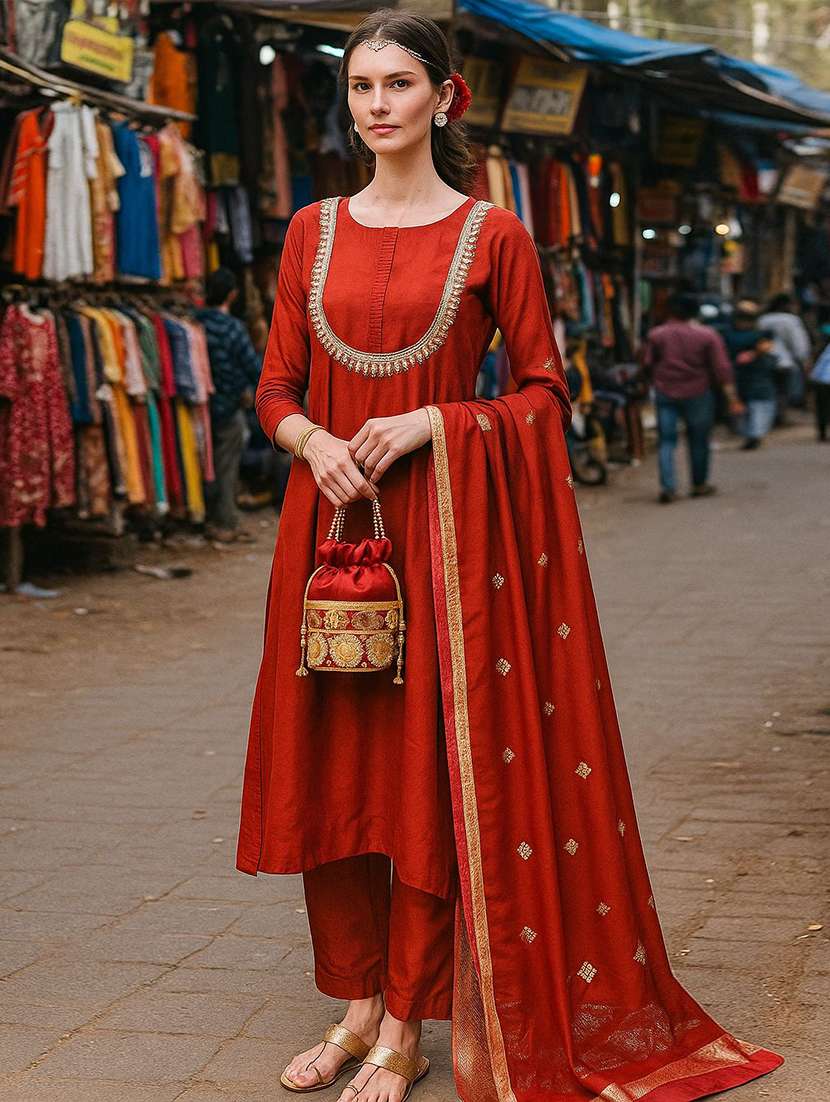 women self design three quarter sleeve kurta pant with dupatta set