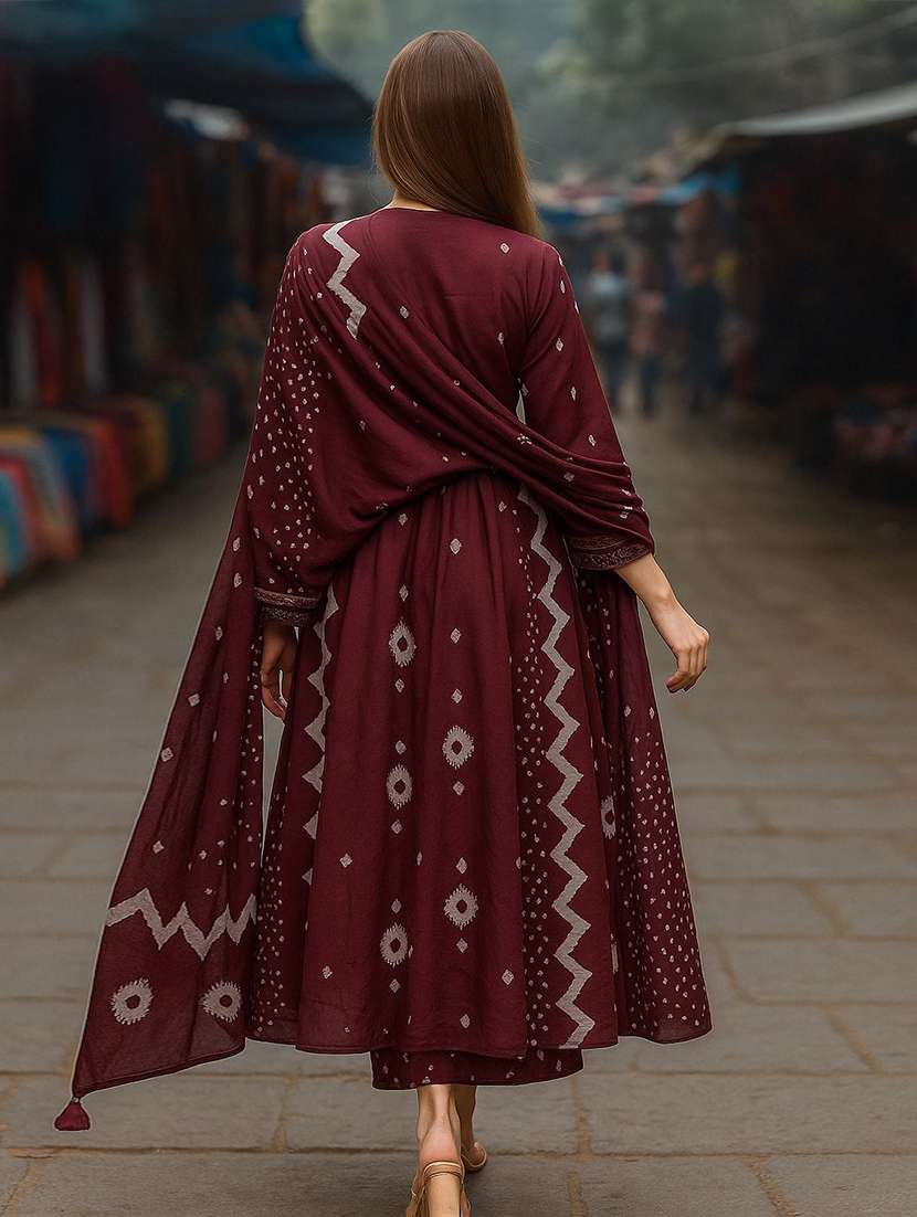 women printed three quarter sleeve kurta pant with dupatta set - 22393678 -  Standard Image - 3