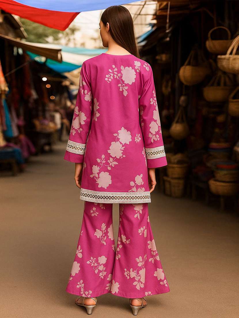 pink cotton blend kurta pant  set - 22393681 -  Standard Image - 3