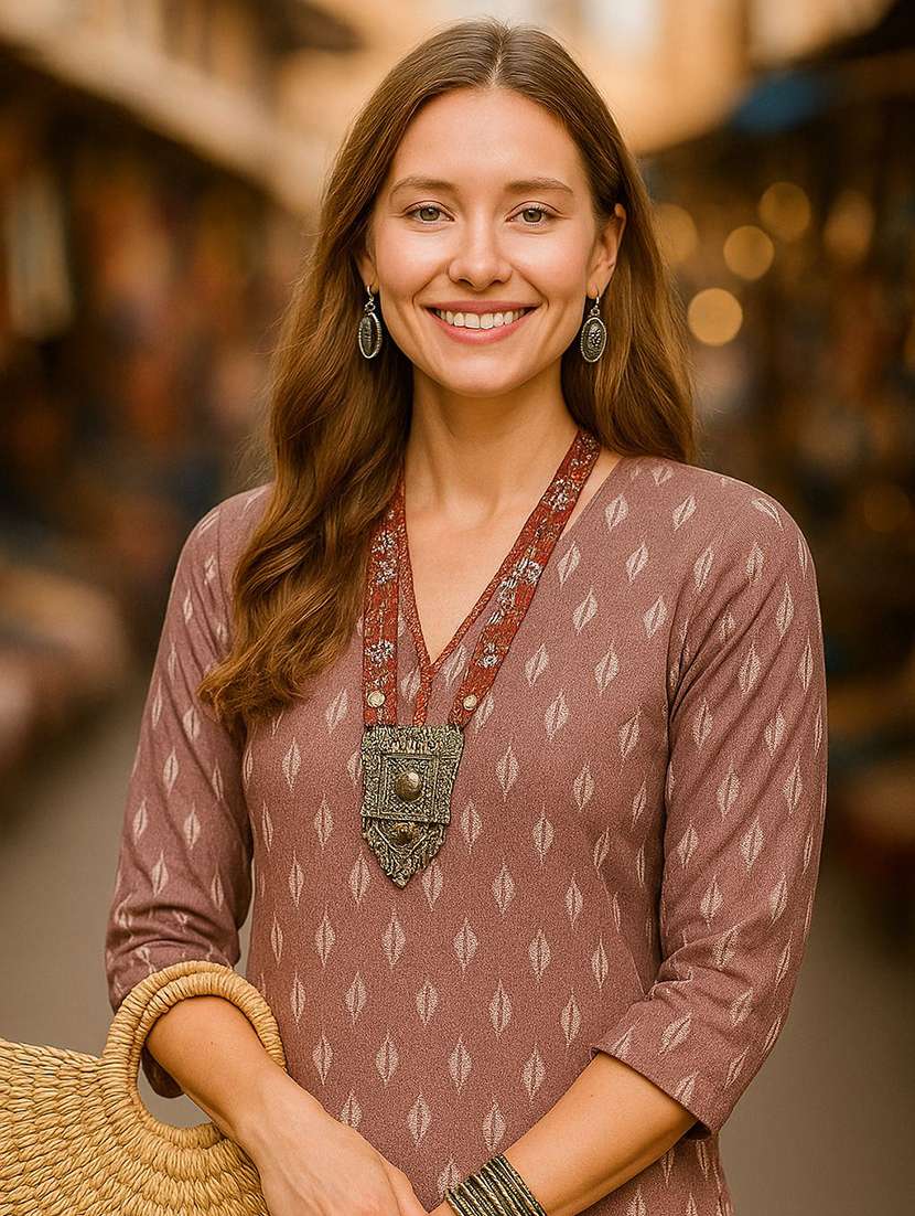 women printed three quarter sleeve kurta salwar set - 22393751 -  Standard Image - 3