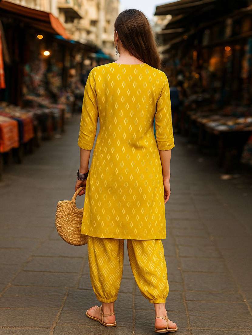 women printed three quarter sleeve kurta salwar set - 22393754 -  Standard Image - 3