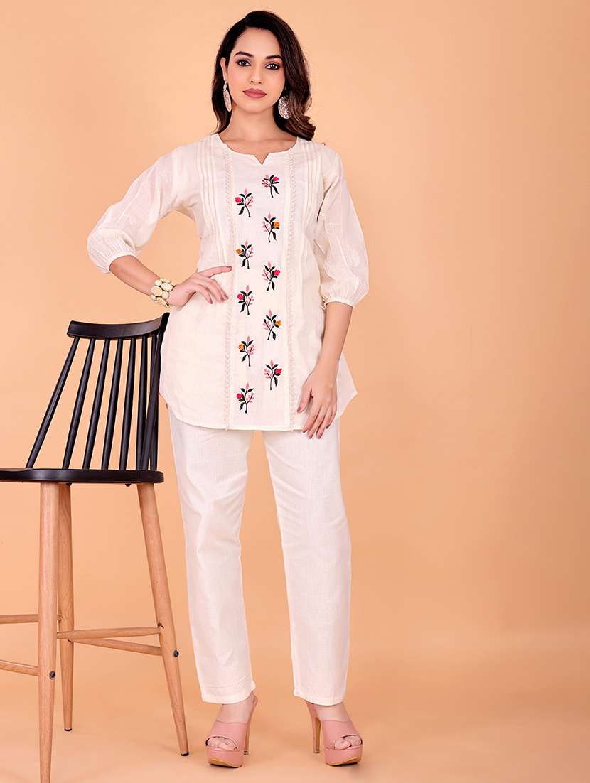 women embroidered top and trouser co-ord set