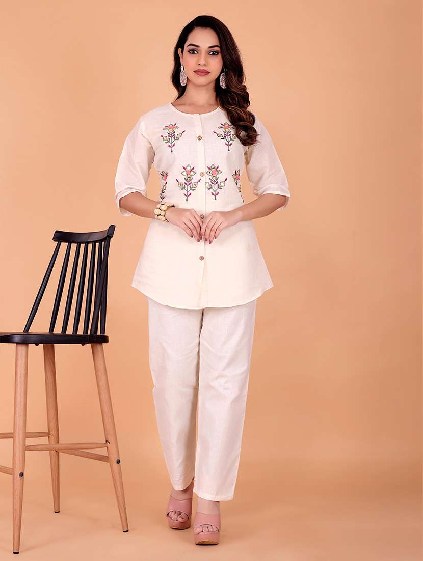women embroidered top and trouser co-ord set