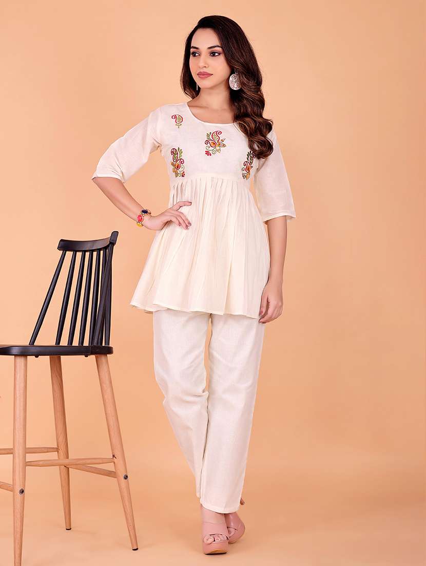 women embroidered top and trouser co-ord set