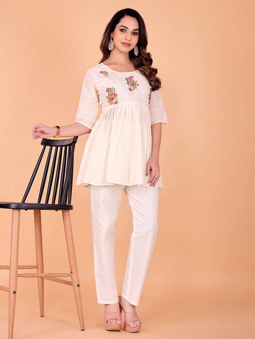 women embroidered top and trouser co-ord set - 22393886 -  Standard Image - 3